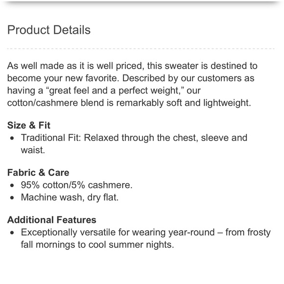 L.L. Bean Men’s Navy Blue Cotton Cashmere V-Neck Knit Sweater M Medium - Picture 10 of 12